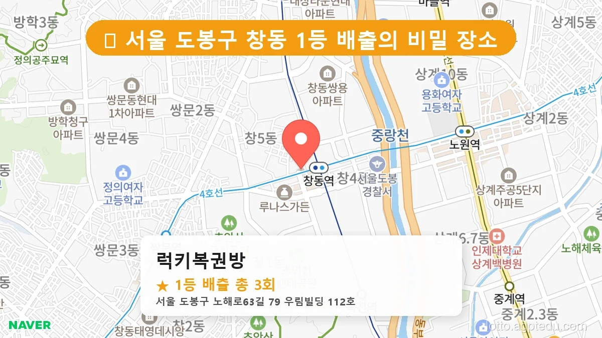 서울 도봉구 창동 창동 로또 명당 럭키복권방 1등 당첨 배출점 전경