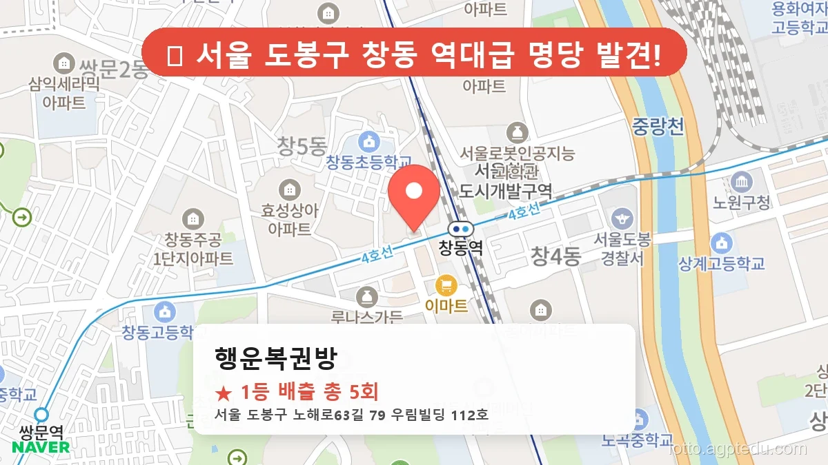 2026년 1218회 1등 당첨, 서울 도봉구 행운복권방 완벽 분석