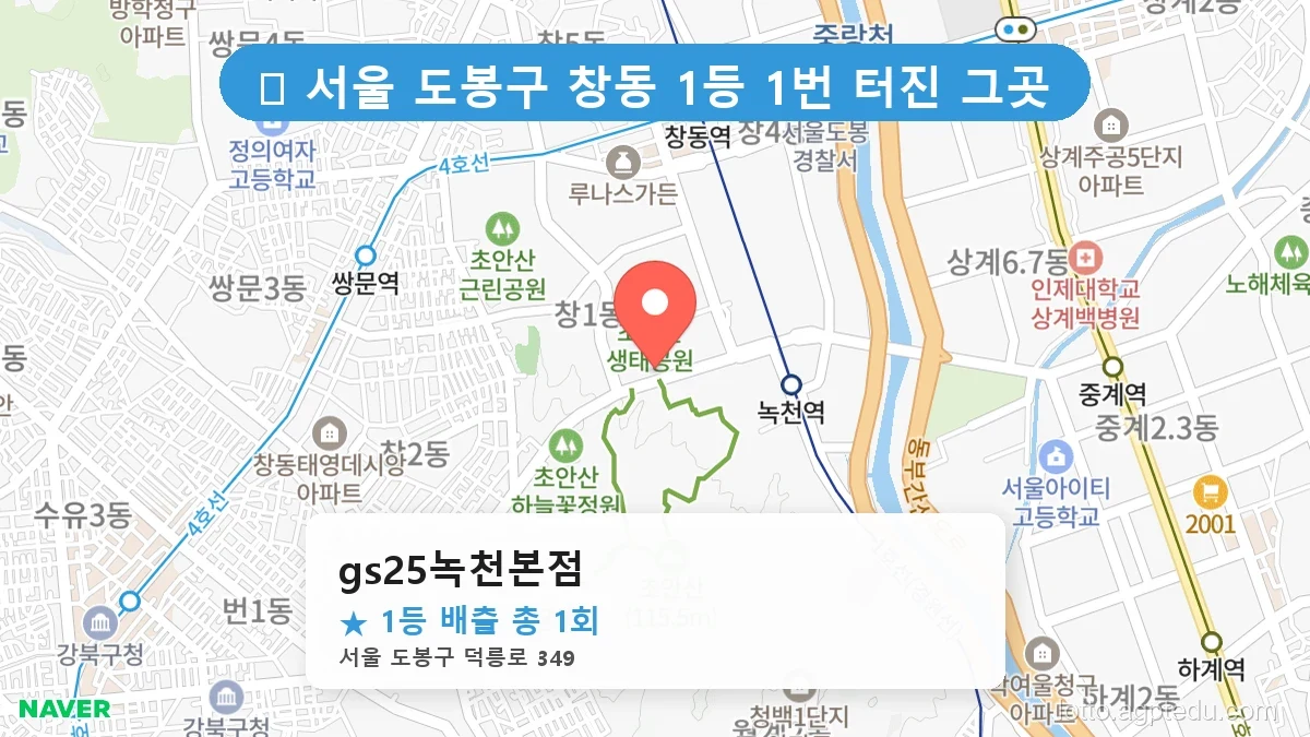 서울 도봉구 창동 창동 로또 명당 gs25녹천본점 1등 당첨 배출점 전경