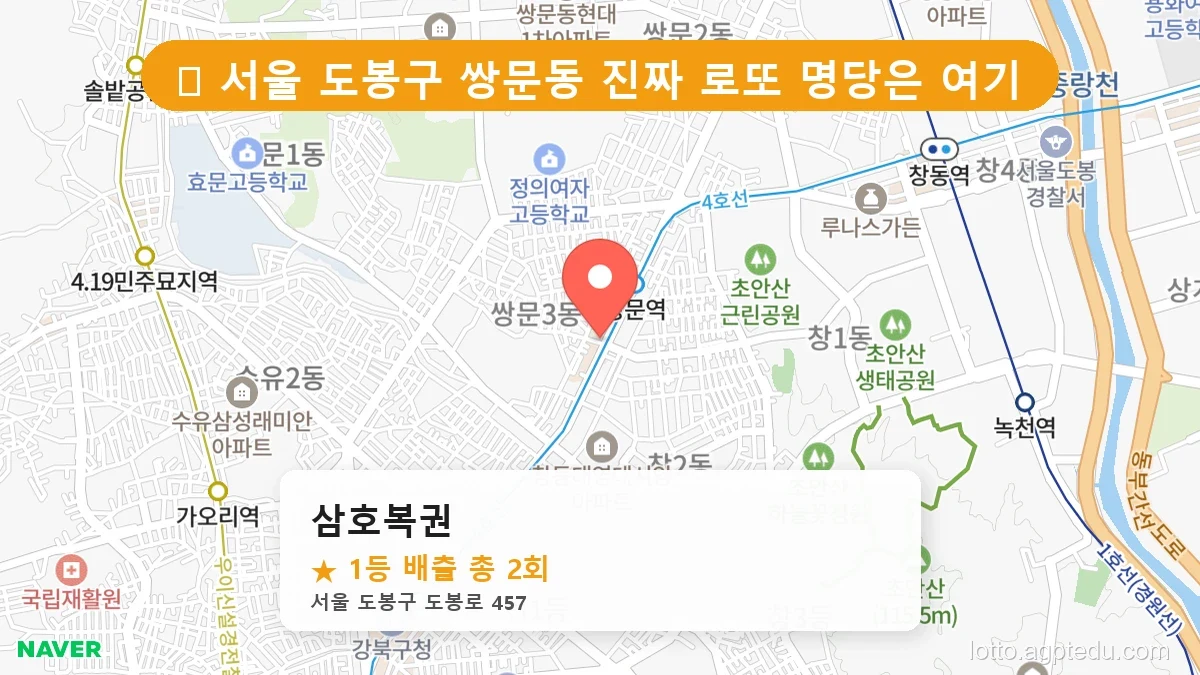 [2026 서울 도봉구 쌍문동 로또 명당 BEST 4] 데이터로 본 당첨 확률 높은 매장 추천