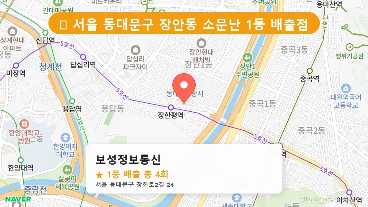 [2026 서울 동대문구 장안동 로또 명당 BEST 7] 지역 주민만 아는 1등 배출점 리스트
