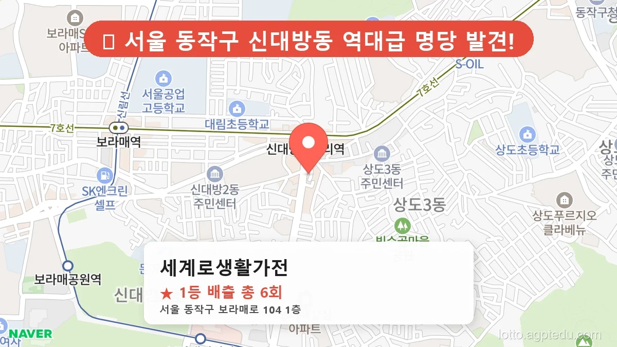 [2026 서울 동작구 신대방동 로또 명당 BEST 7] 데이터로 본 당첨 확률 높은 매장 추천