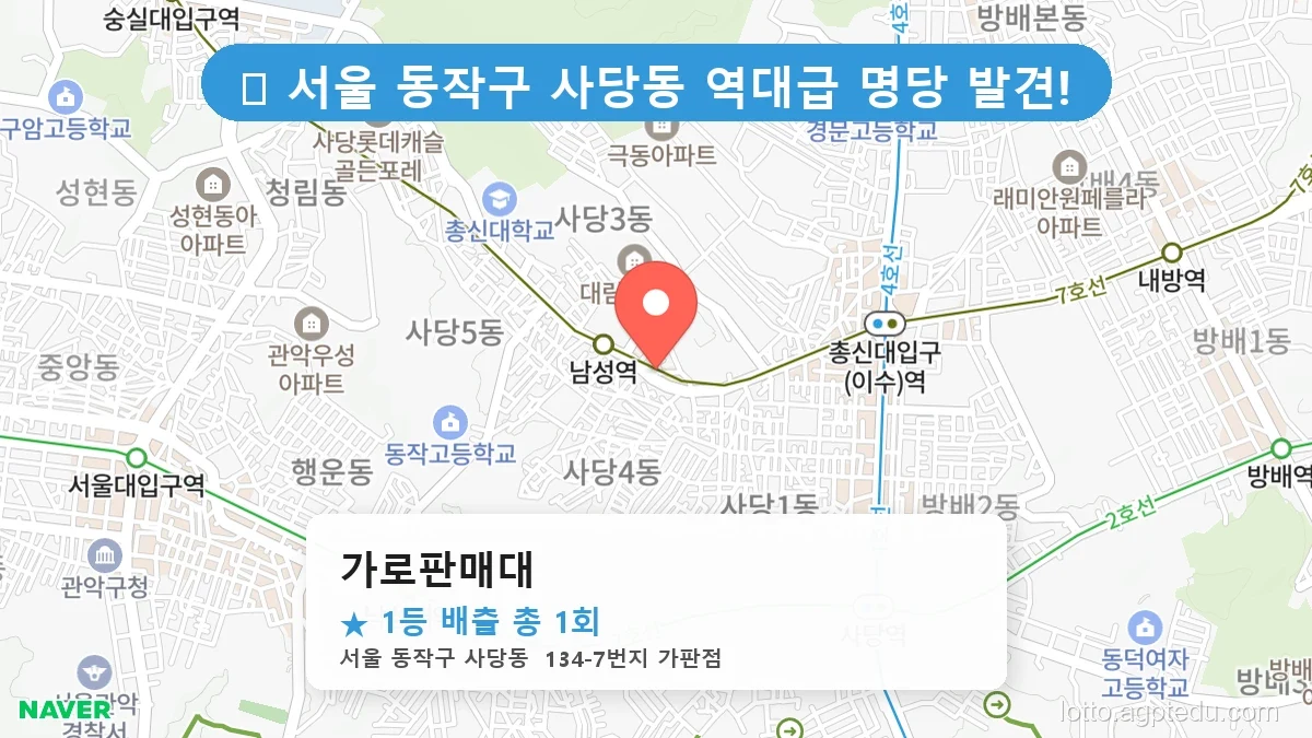 서울 동작구 사당동 사당동 로또 명당 가로판매대 1등 당첨 배출점 전경