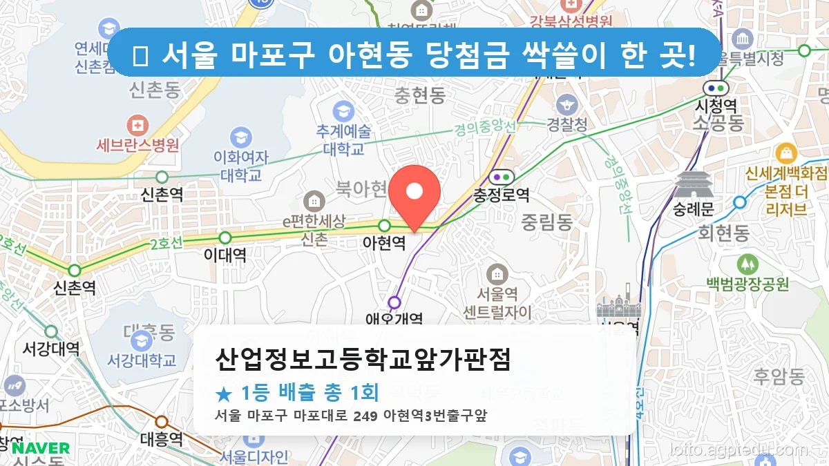 서울 마포구 아현동 아현동 로또 명당 산업정보고등학교앞가판점 1등 당첨 배출점 전경