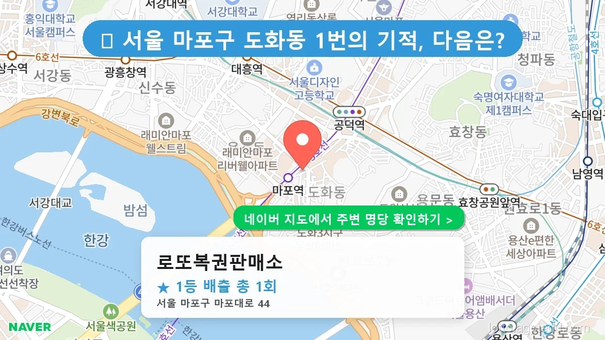 [마포구 로또 1등 1번] 로또복권판매소 명당의 비밀과 최신 동향, 1219회 로또 1등 판매점