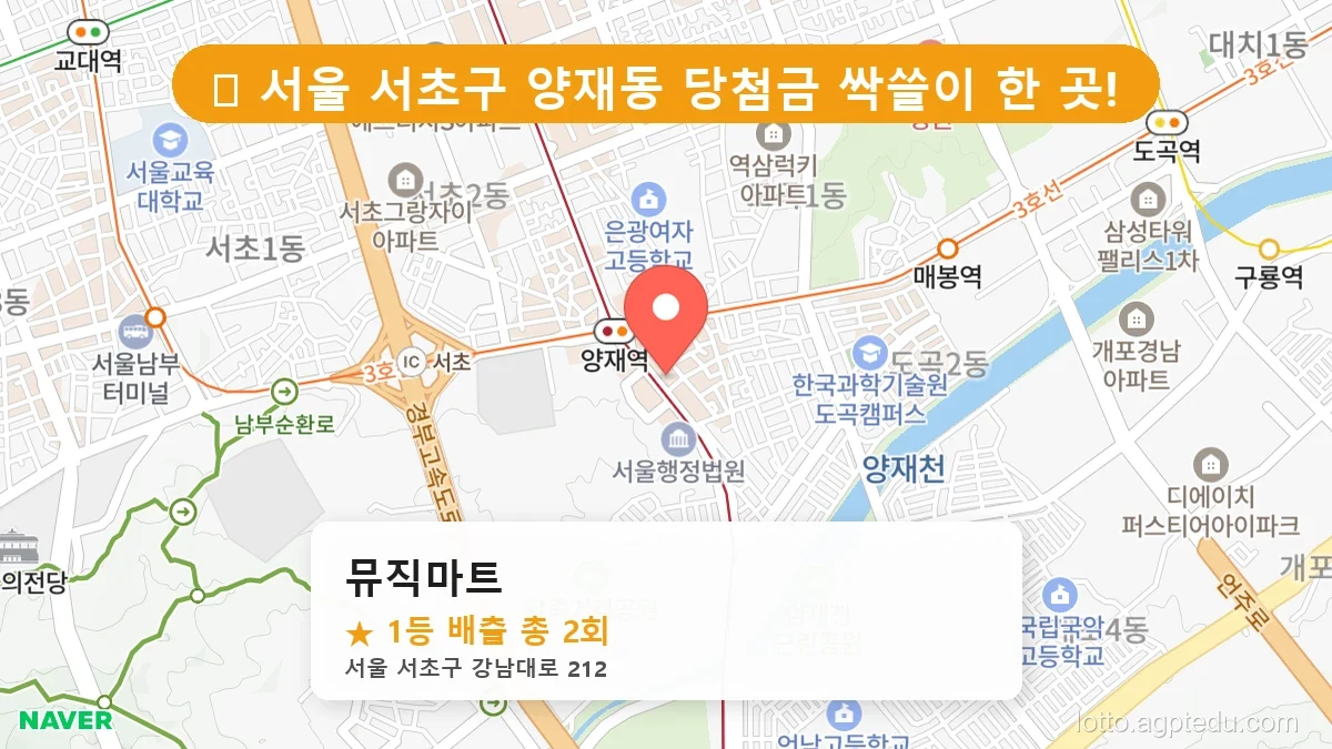 서울 서초구 양재동 양재동 로또 명당 뮤직마트 1등 당첨 배출점 전경