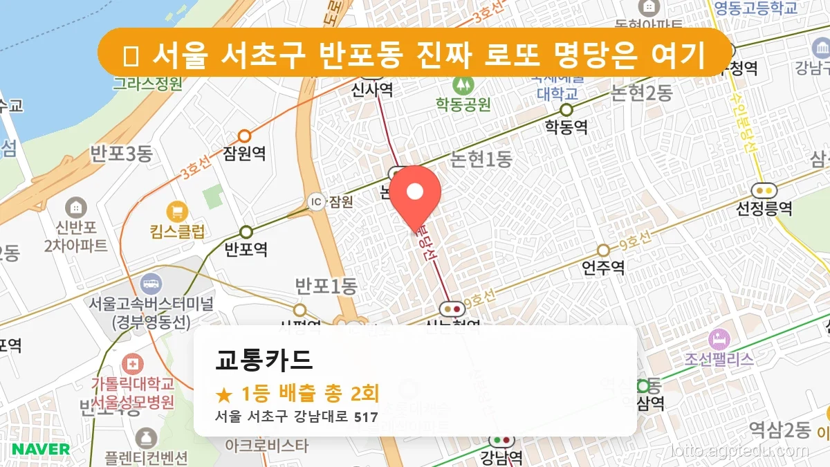 [2026 서울 서초구 반포동 로또 명당 TOP 10] 명당 지도와 당첨 비율 상세 분석