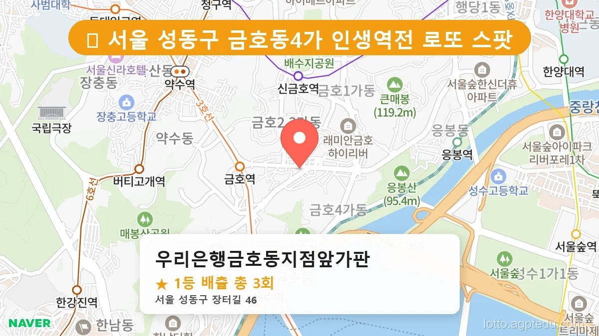 [2026 서울 성동구 금호동4가 로또 명당 BEST] 줄 서서 사는 판매점 상세 정보 확인