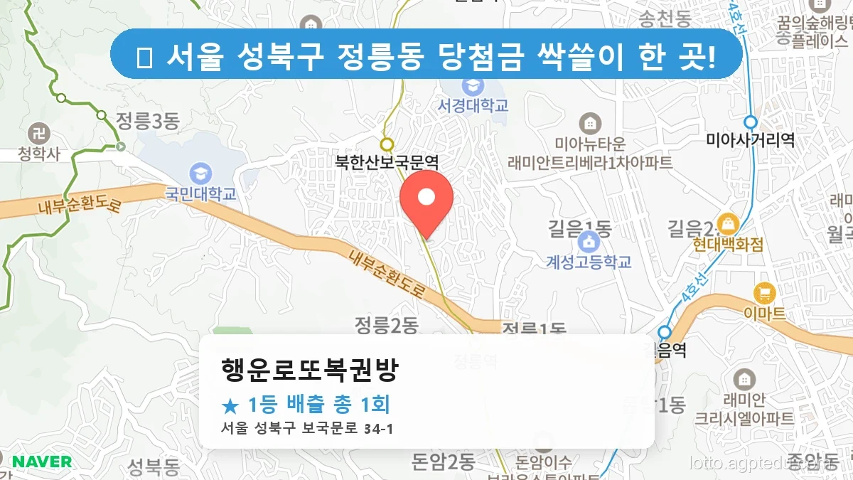 서울 성북구 정릉동 정릉동 로또 명당 행운로또복권방 1등 당첨 배출점 전경