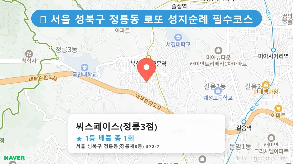 서울 성북구 정릉동 정릉동 로또 명당 씨스페이스(정릉3점) 1등 당첨 배출점 전경