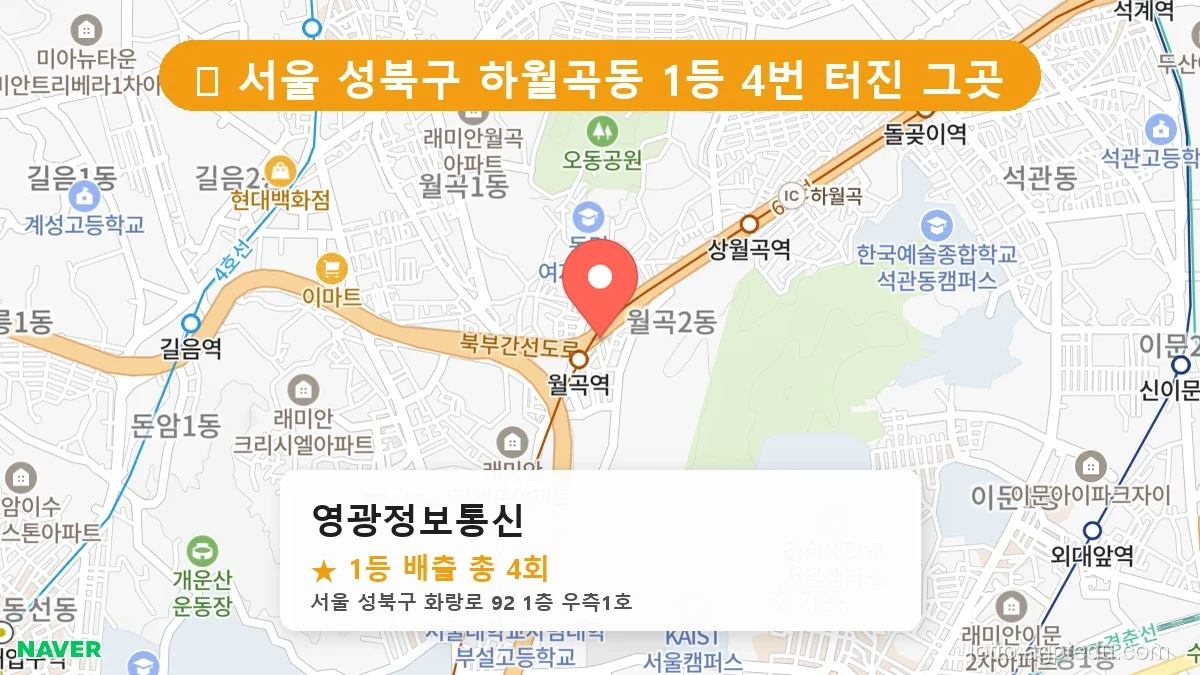 [2026 서울 성북구 하월곡동 로또 명당 BEST 2] 지역 주민만 아는 1등 배출점 리스트