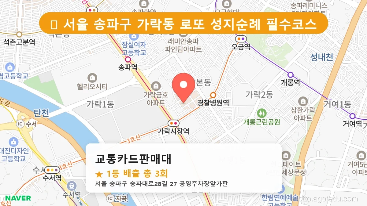 [2026 서울 송파구 가락동 로또 명당 BEST 5] 숨겨진 명당 발견! 당첨자들의 성지