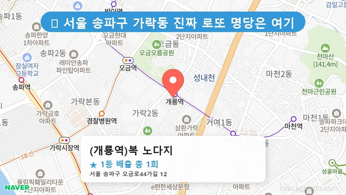 서울 송파구 가락동 가락동 로또 명당 (개룡역)복 노다지 1등 당첨 배출점 전경