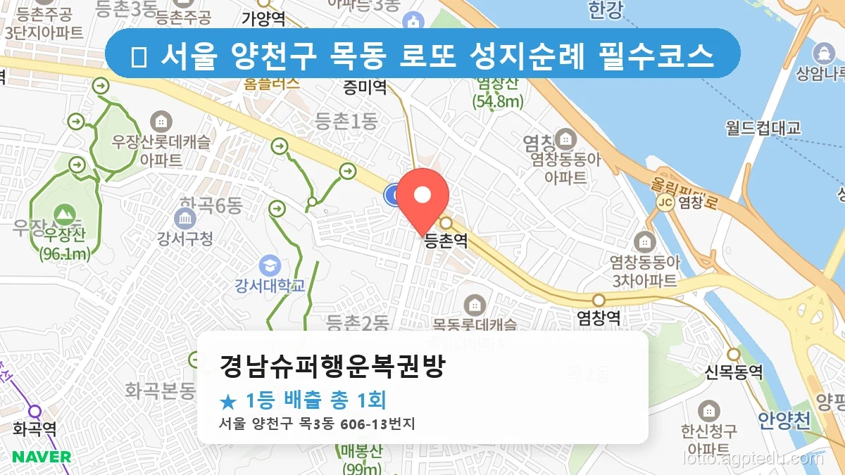 [2026 서울 양천구 목동 로또 명당 BEST 7] 역대 1등 당첨 위치 및 순위 공개