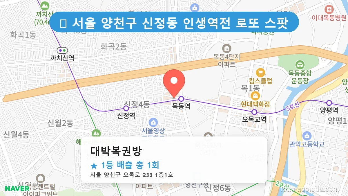 서울 양천구 신정동 신정동 로또 명당 대박복권방 1등 당첨 배출점 전경