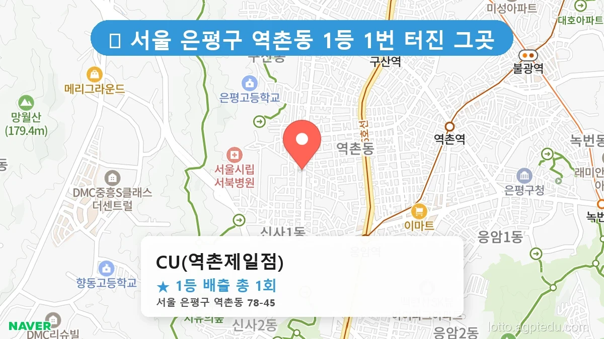 서울 은평구 역촌동 역촌동 로또 명당 CU(역촌제일점) 1등 당첨 배출점 전경