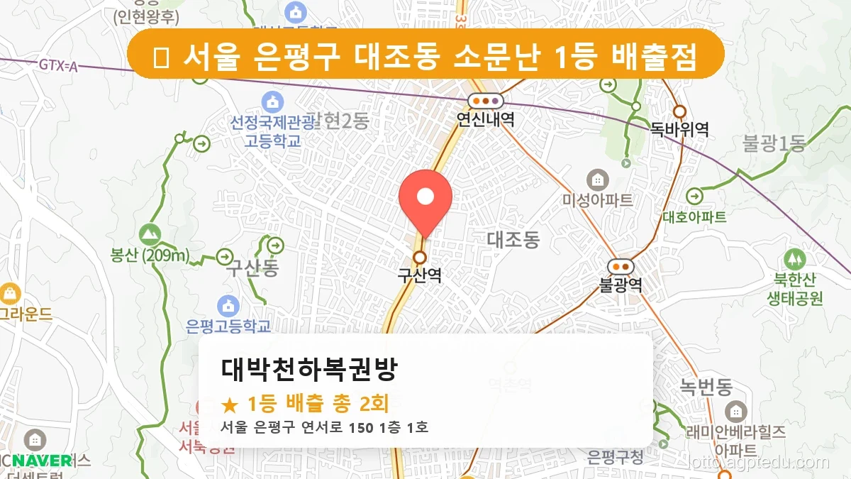 [2026 서울 은평구 대조동 로또 명당 BEST 3] 역대 1등 당첨 위치 및 순위 공개