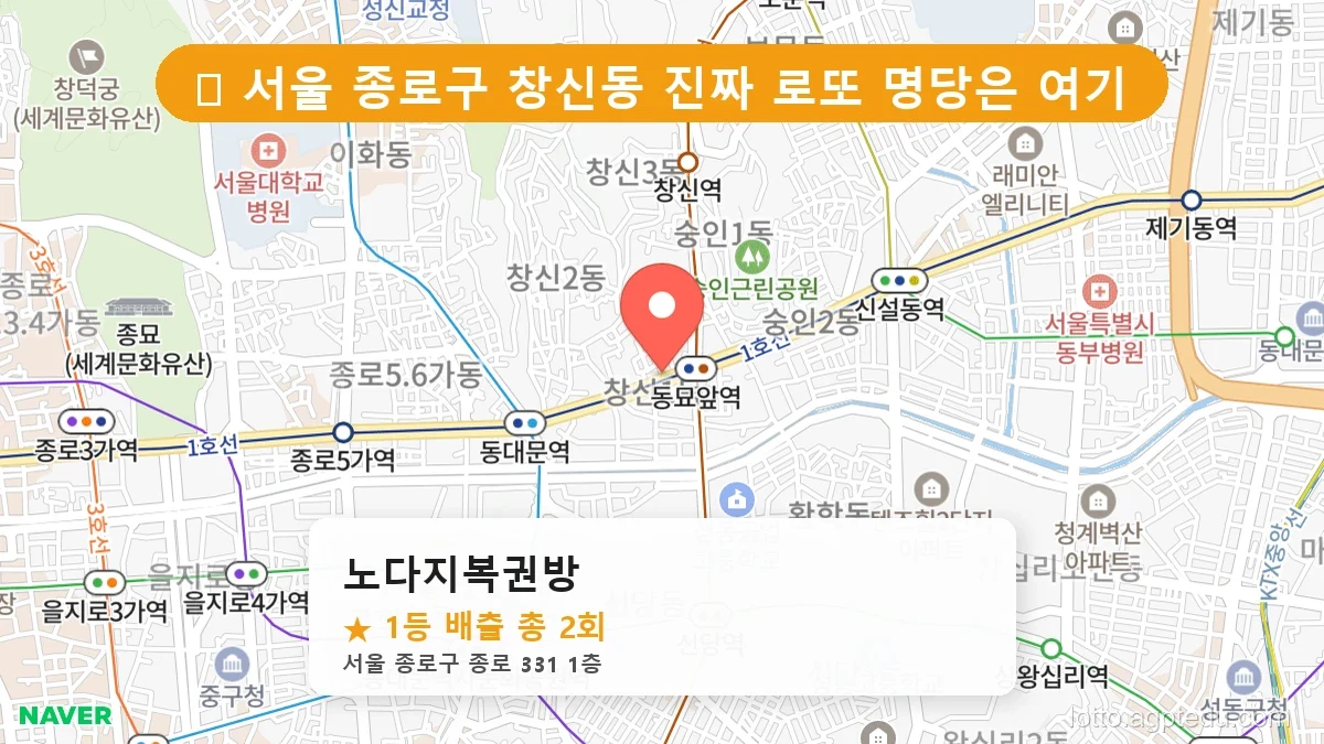 [2026 서울 종로구 창신동 로또 명당 BEST] 지역 주민만 아는 1등 배출점 리스트