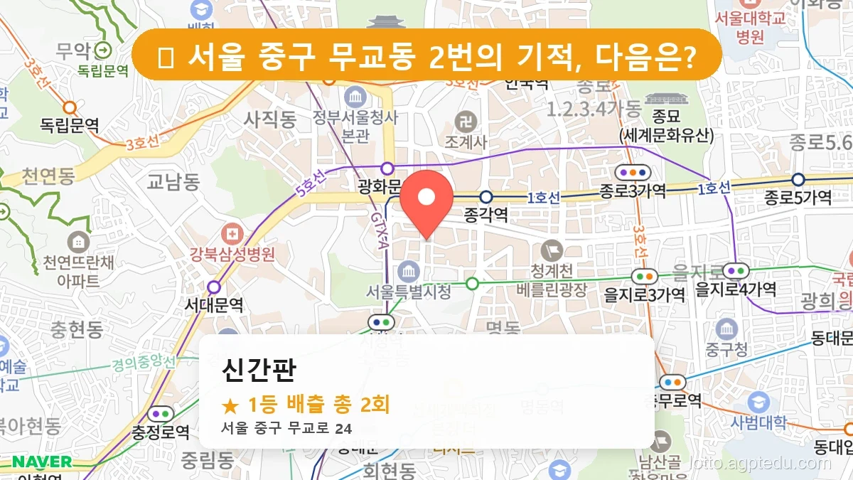 [2026 서울 중구 무교동 로또 명당 BEST] 1등 배출 판매점 리스트 완벽 정리
