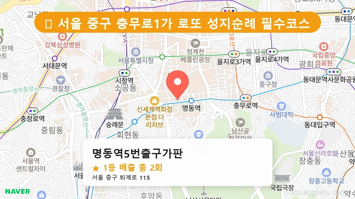 [2026 서울 중구 충무로1가 로또 명당 Best] 자동, 수동 가리지 않고 터지는 진짜 명당 리스트