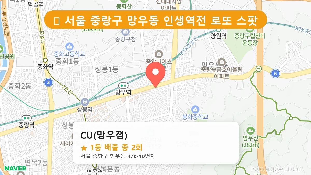 서울 중랑구 망우동 망우동 로또 명당 CU(망우점) 1등 당첨 배출점 전경