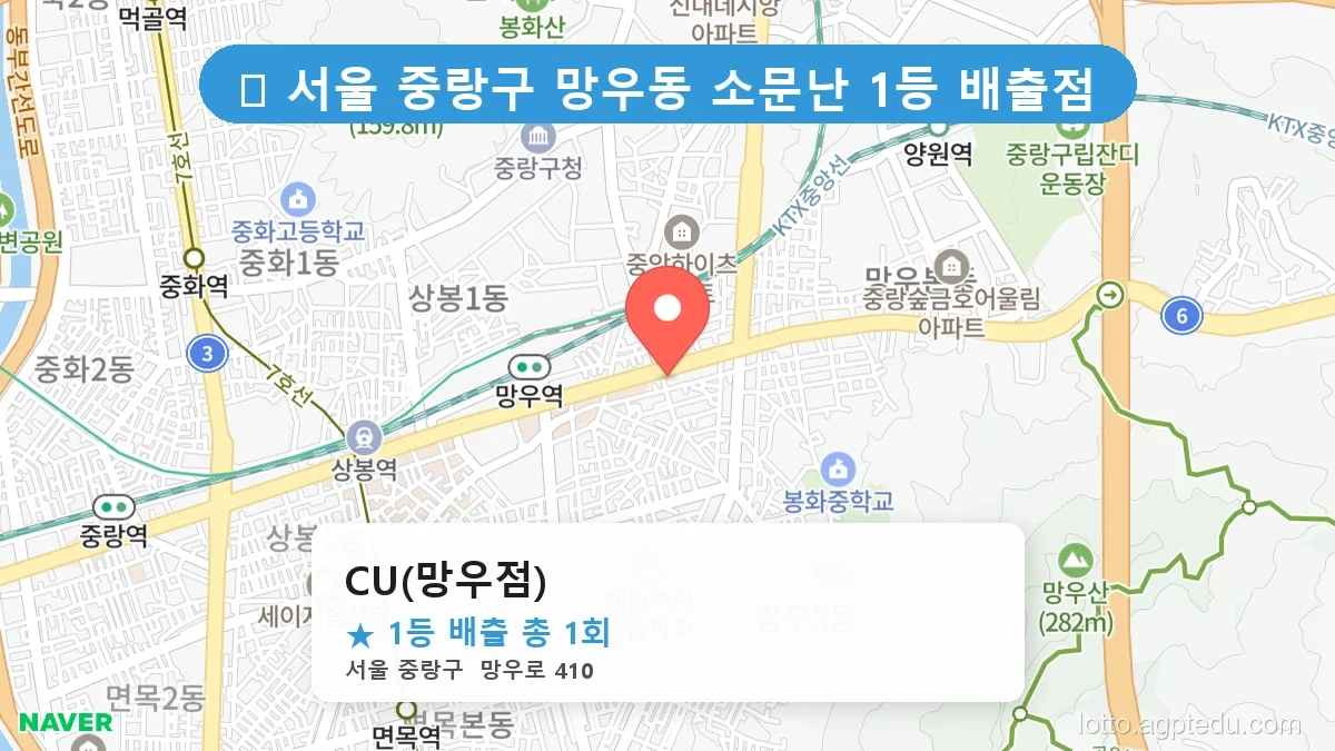 서울 중랑구 망우동 망우동 로또 명당 CU(망우점) 1등 당첨 배출점 전경
