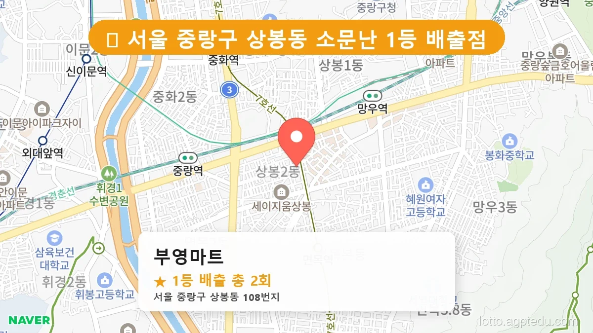 서울 중랑구 상봉동 상봉동 로또 명당 부영마트 1등 당첨 배출점 전경