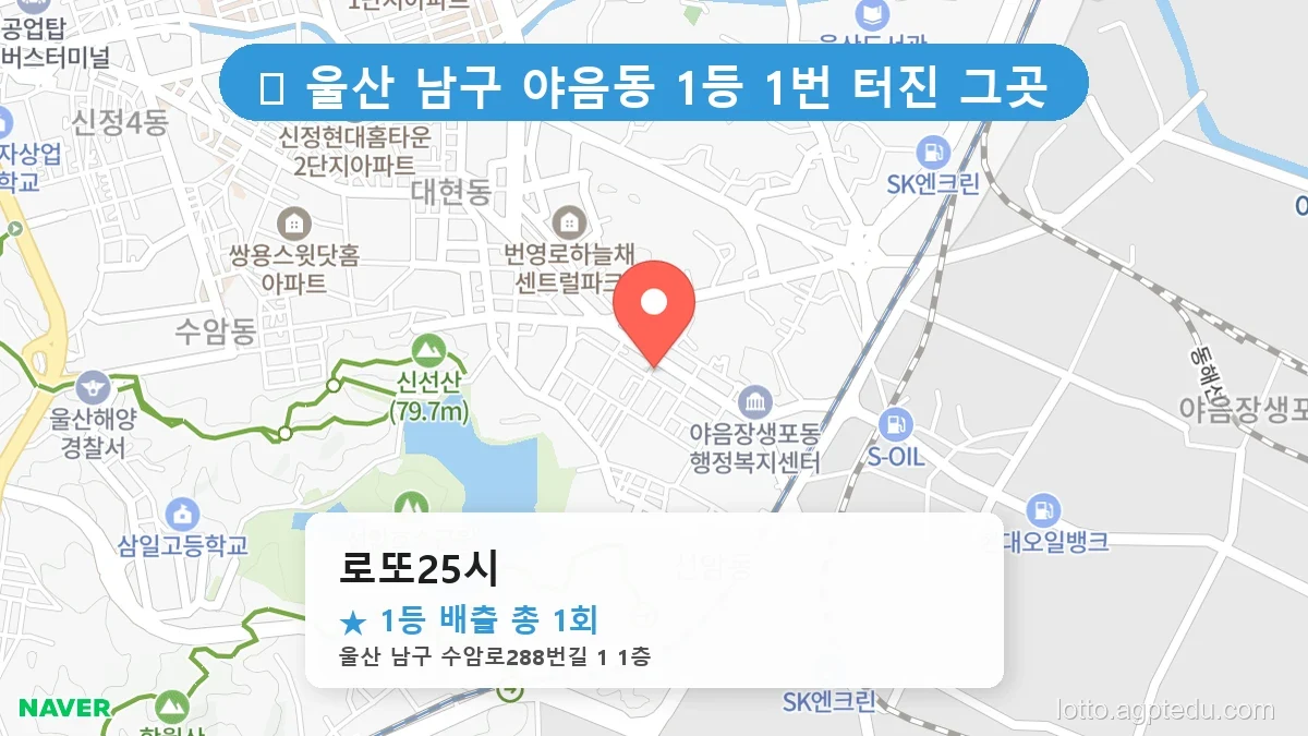 제1192회 남구 야음동 로또 명당 로또25시 위치 및 상세정보