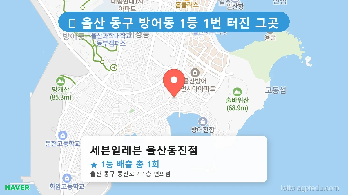 제1215회 동구 방어동 로또 명당 세븐일레븐 울산동진점 위치 및 상세정보