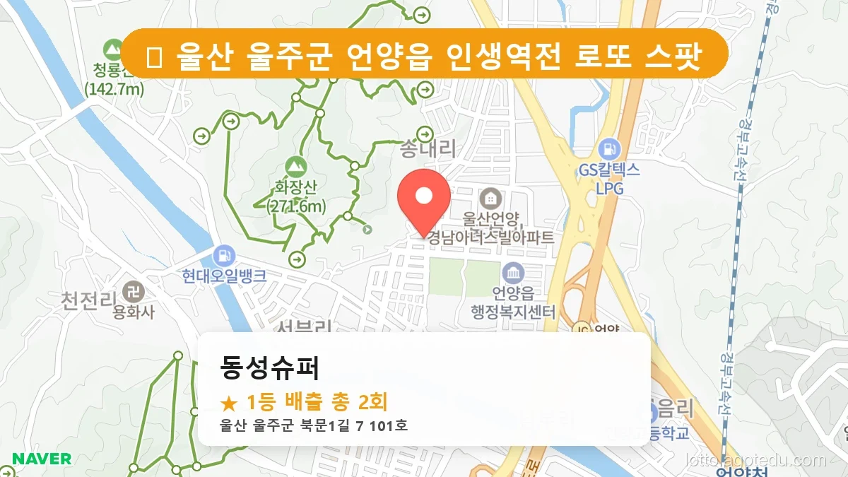 제1203회 울주군 언양읍 로또 명당 동성슈퍼 위치 및 상세정보