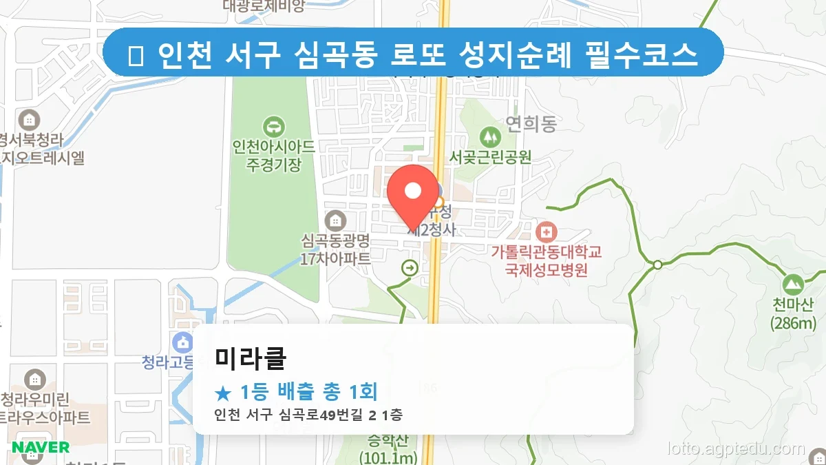 제1210회 서구 심곡동 로또 명당 미라클 위치 및 상세정보