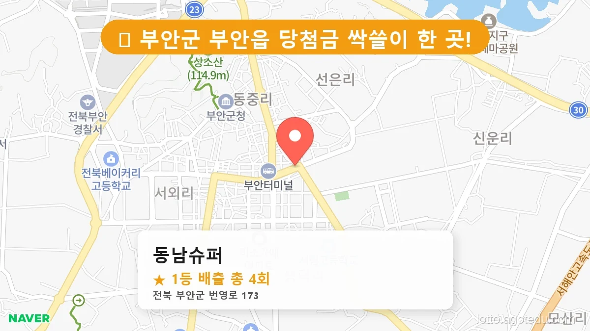 제1209회 부안군 부안읍 로또 명당 동남슈퍼 위치 및 상세정보