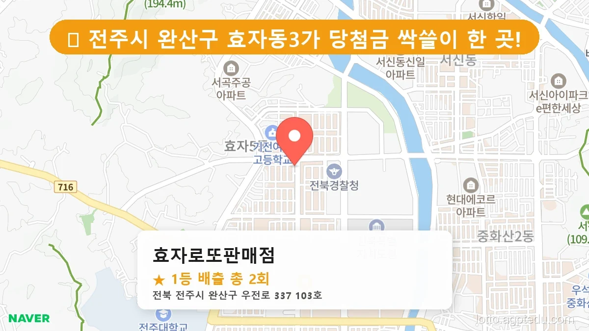 제1198회 전주시 효자동3가 로또 명당 효자로또판매점 위치 및 상세정보