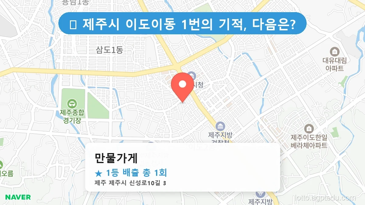 제1213회 제주시 이도이동 로또 명당 만물가게 위치 및 상세정보