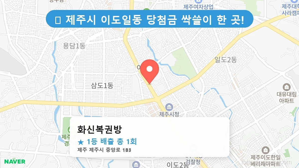 제1206회 제주시 이도일동 로또 명당 화신복권방 위치 및 상세정보