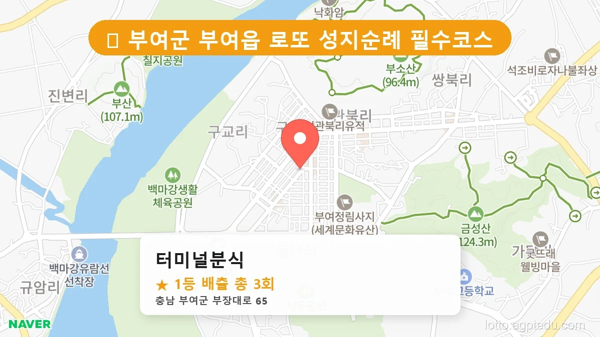 제1207회 부여군 부여읍 로또 명당 터미널분식 위치 및 상세정보