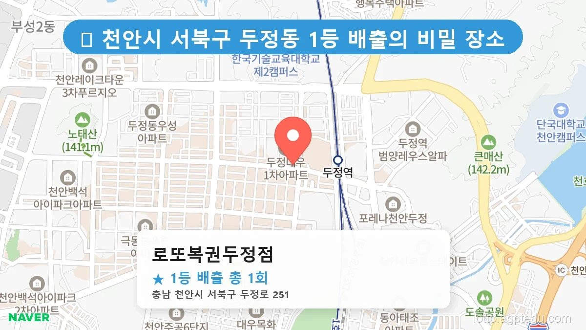 제1209회 천안시 두정동 로또 명당 로또복권두정점 위치 및 상세정보