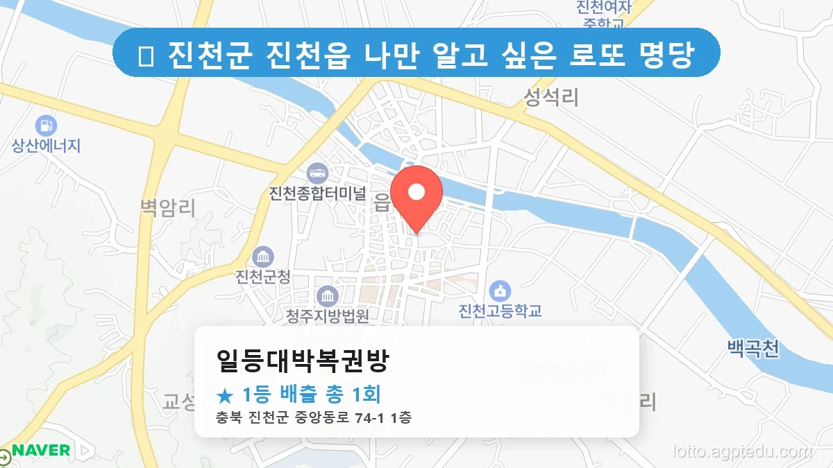 제1192회 진천군 진천읍 로또 명당 일등대박복권방 위치 및 상세정보