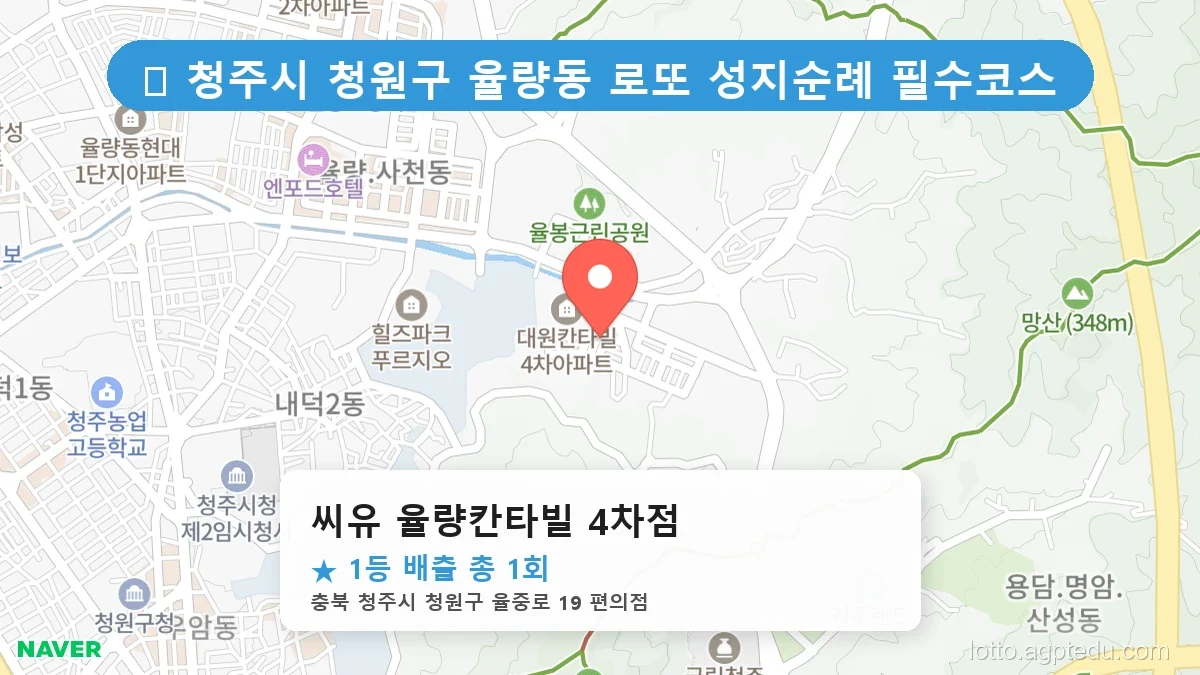 제1192회 청주시 율량동 로또 명당 씨유 율량칸타빌 4차점 위치 및 상세정보