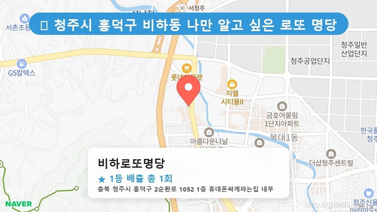 제1201회 청주시 비하동 로또 명당 비하로또명당 위치 및 상세정보