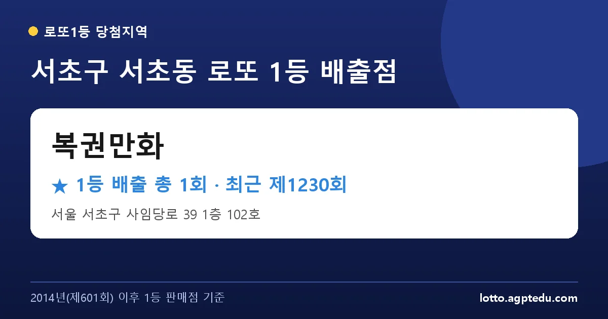 서초구 로또 명당 복권만화 위치