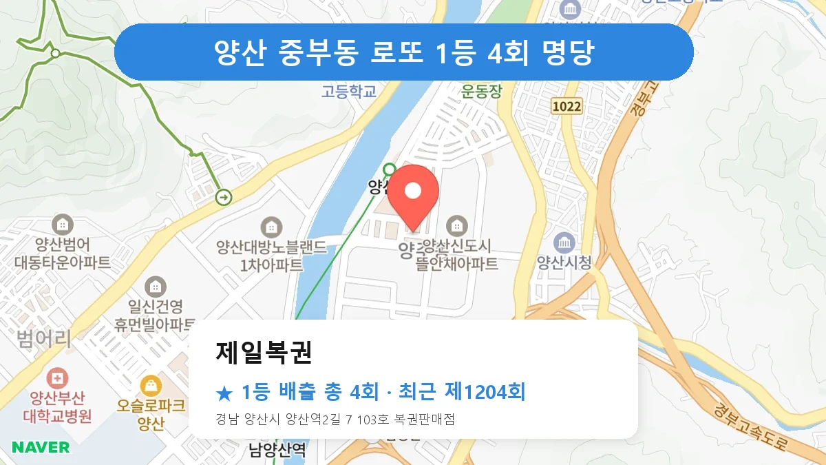 양산 제일복권 로또 1등 4회 명당 | 위치·당첨 이력 (경남 양산시 중부동)