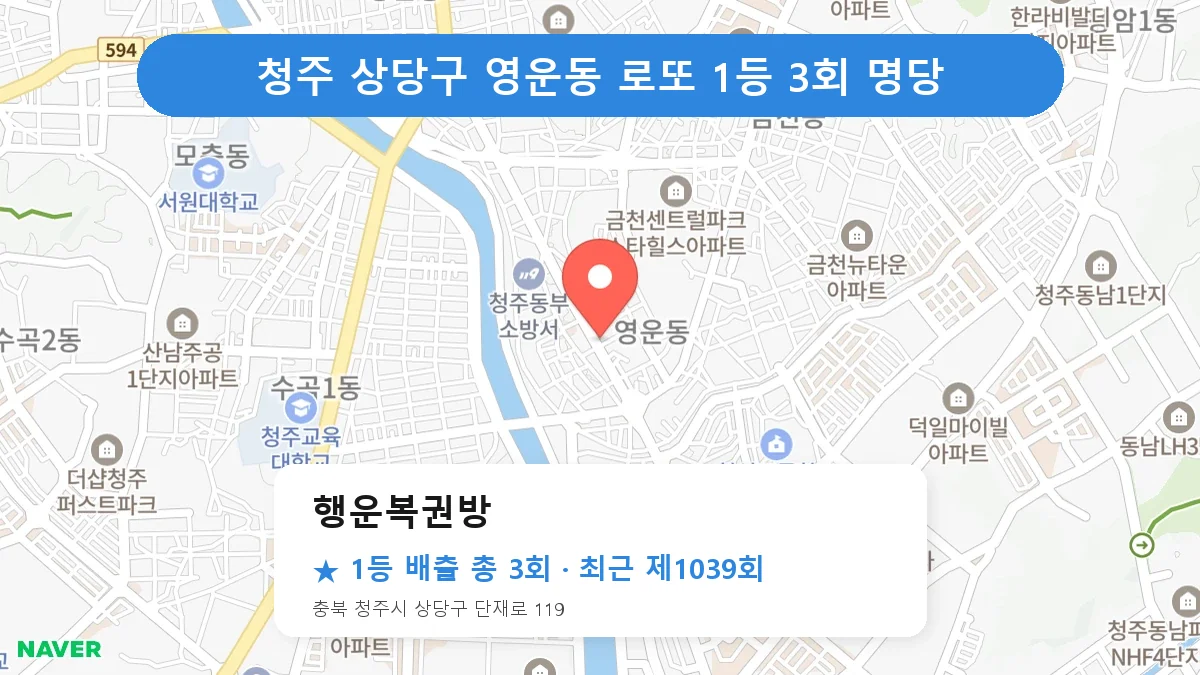 청주 상당구 로또 명당 행운복권방 위치