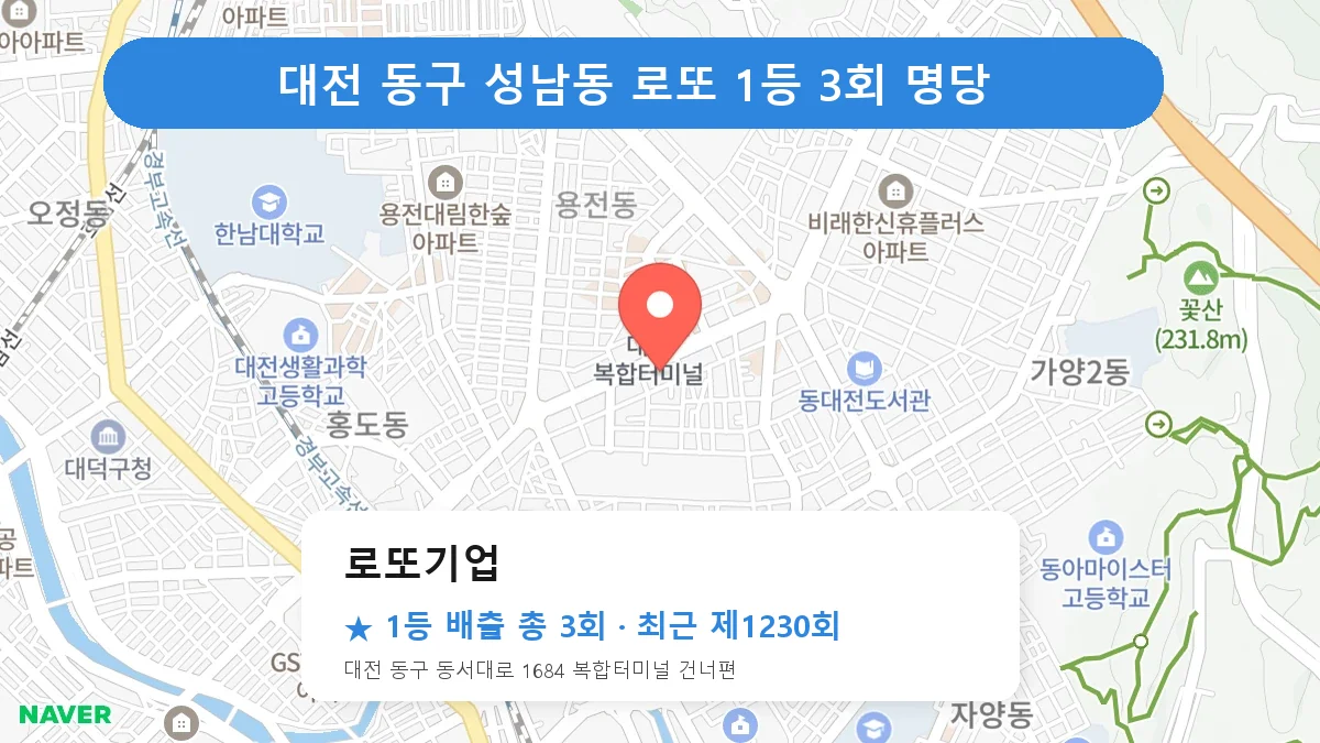 대전 동구 로또 명당 로또기업 위치