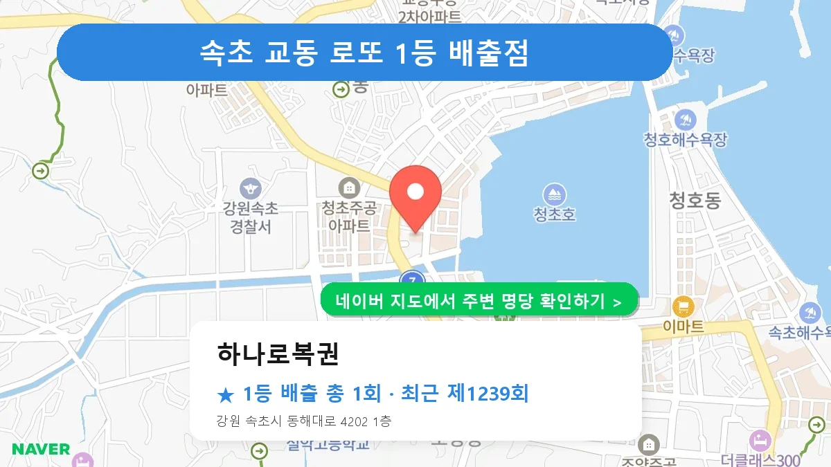 제1239회 속초시 교동 로또 명당 하나로복권 위치