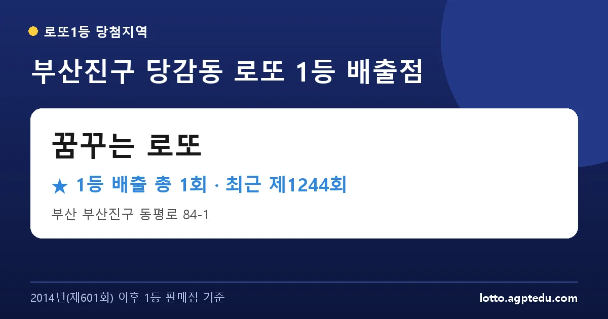제1244회 부산진구 당감동 로또 명당 꿈꾸는 로또 위치