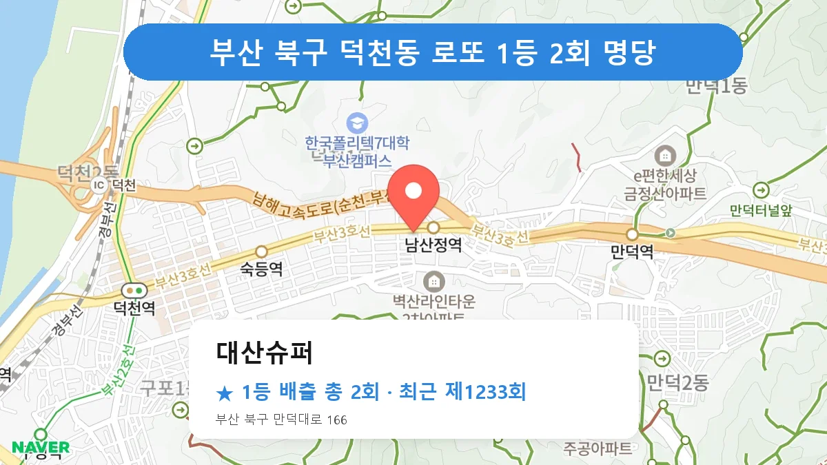 부산 북구 로또 명당 대산슈퍼 위치