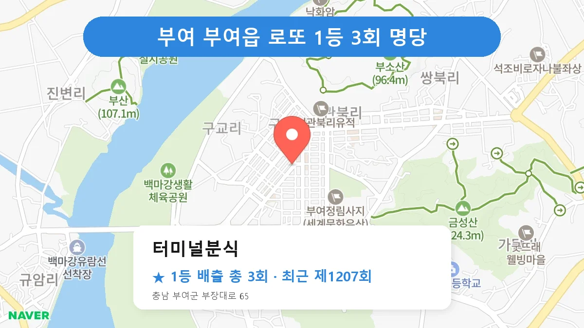 부여 터미널분식 로또 1등 3회 명당 | 위치·당첨 이력 (충남 부여군 부여읍)