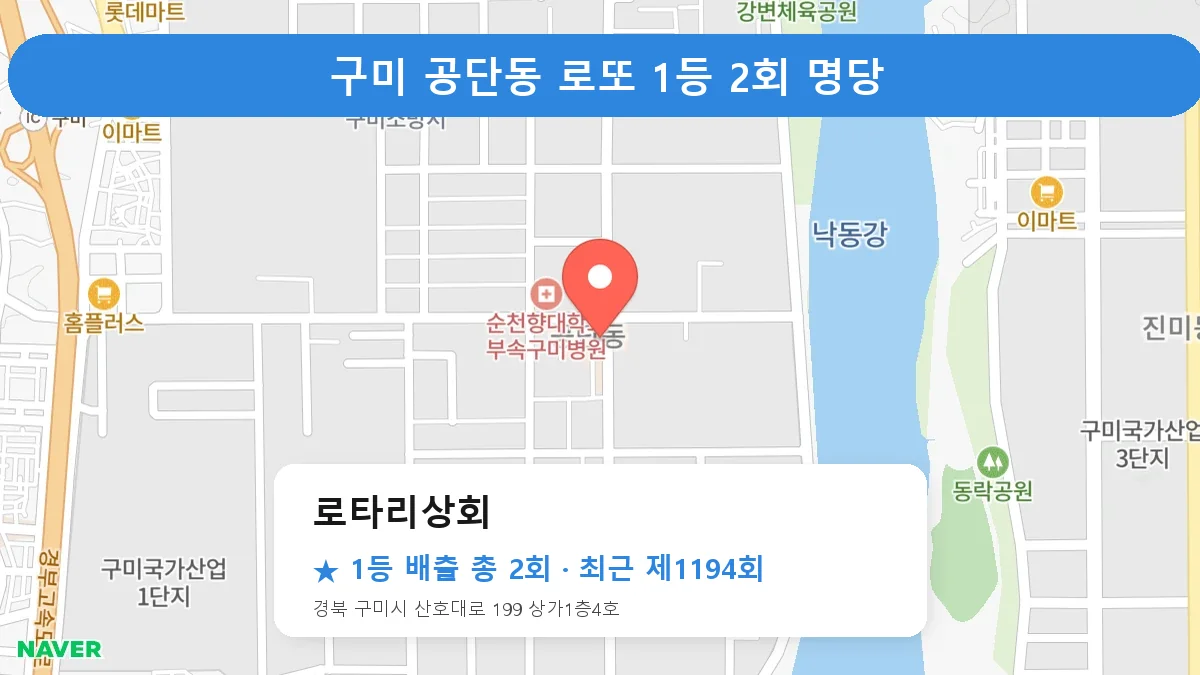 구미 로타리상회 로또 1등 2회 명당 | 위치·당첨 이력 (경북 구미시 공단동)