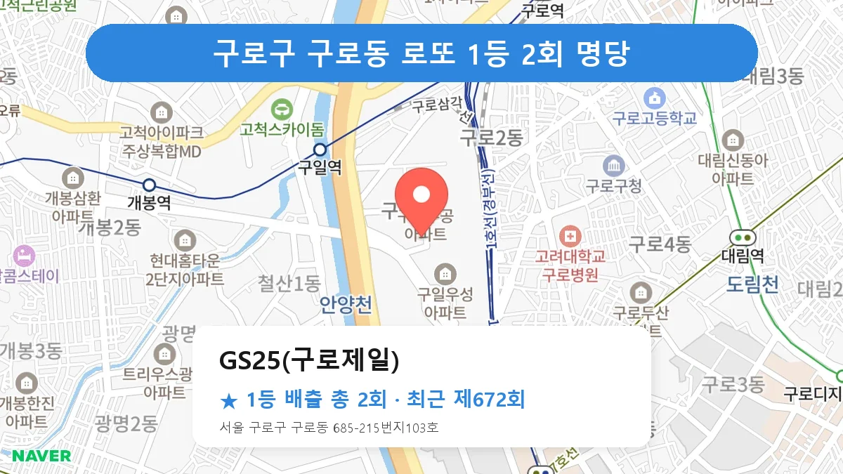 구로구 로또 명당 GS25(구로제일) 위치